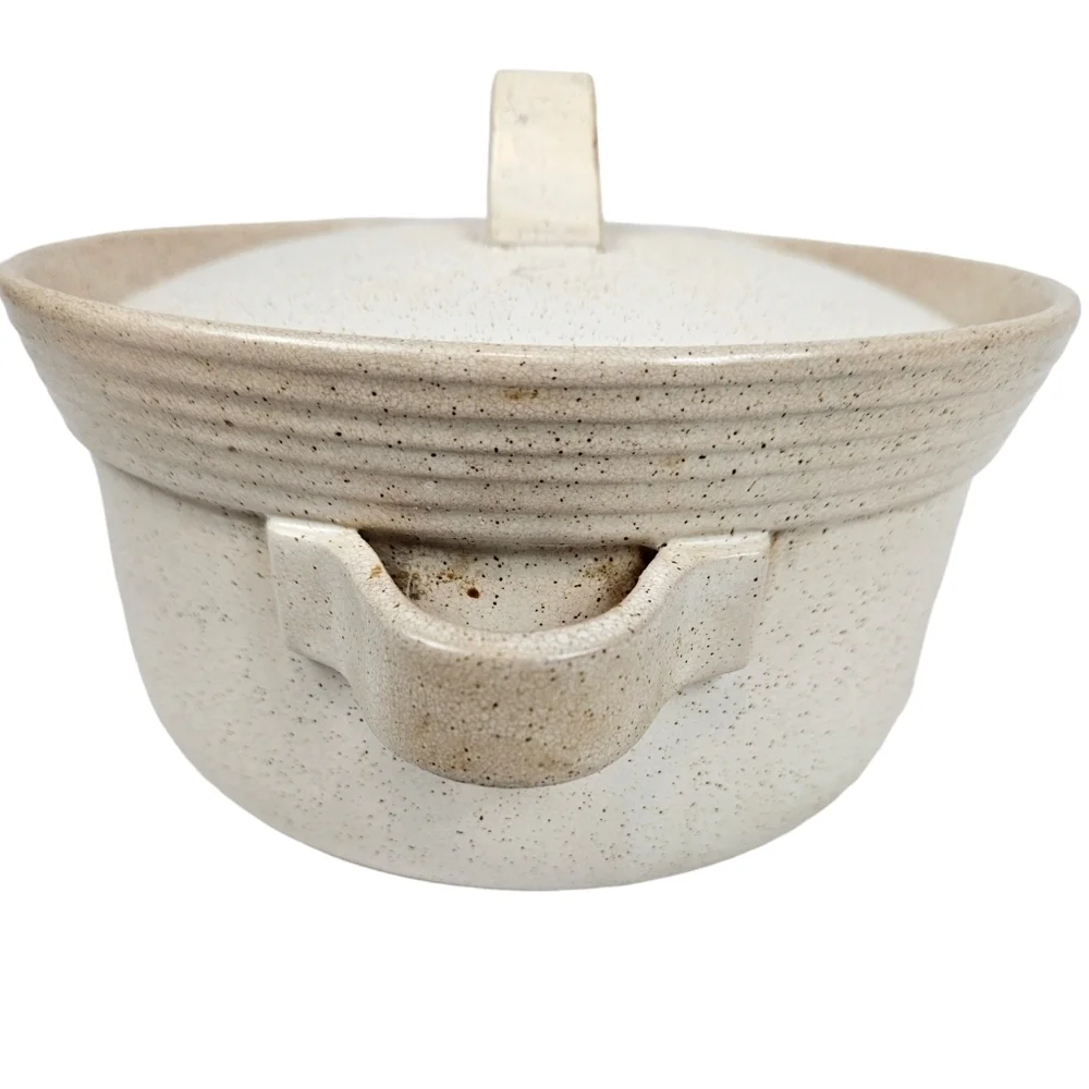 Vintage Shafford Speckled Flame Proof‎ Stoneware Small Covered Casserole Dish